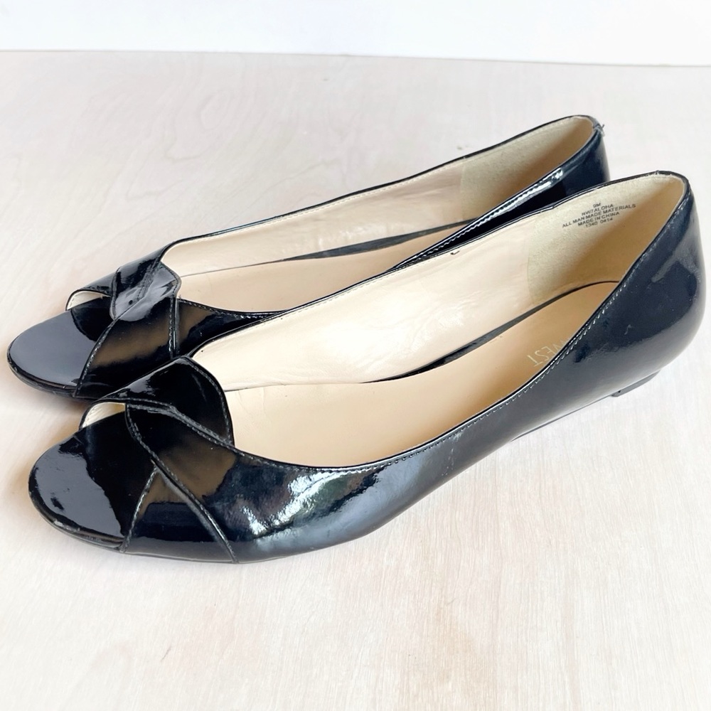 Nine West Peep Toe Ballet Flats Black, 9, Like New
